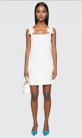 Kira Flower Strapless Mini Dress In White